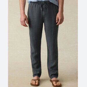 NWT Faherty Linen Drawstring Pant in Washed Black Size Small